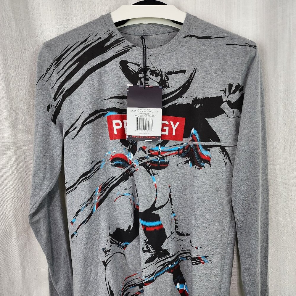 Red Bull Conquest gray long sleeve t-shirt with abstract red/black design